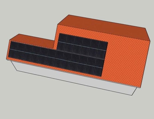 Simulare 3D amplasare panouri fotovoltaice pe acoperiș. ePrime