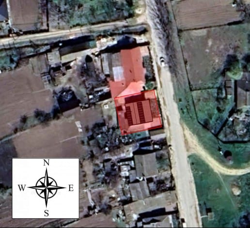 Modelare 3D a amplasării panourilor pe acoperiș în două ape.