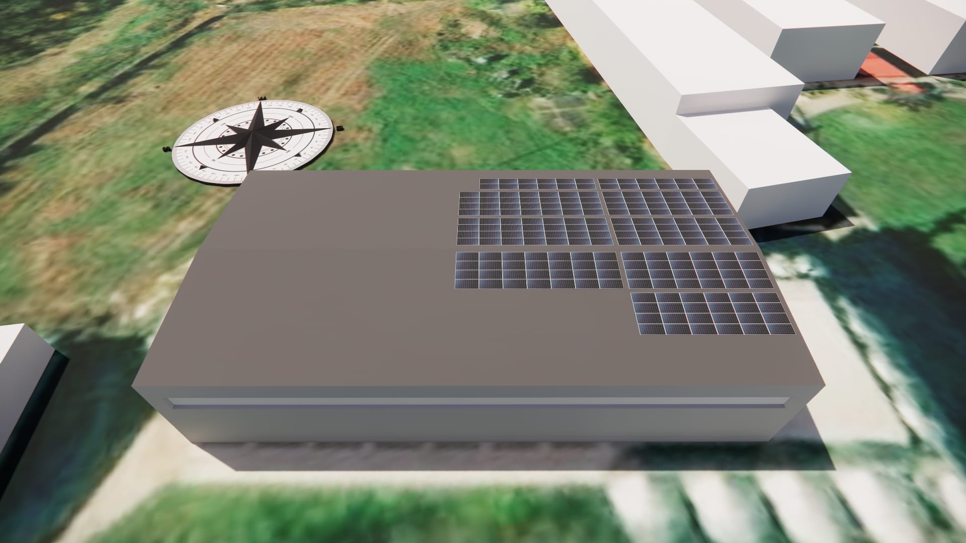 Proiectare 3D avansată și simulare în PVsyst realizată de inginerii E-Prime pentru o stație fotovoltaică comercială. Calculăm precis unghiul și umbrirea pentru eficiență maximă înainte de montaj.