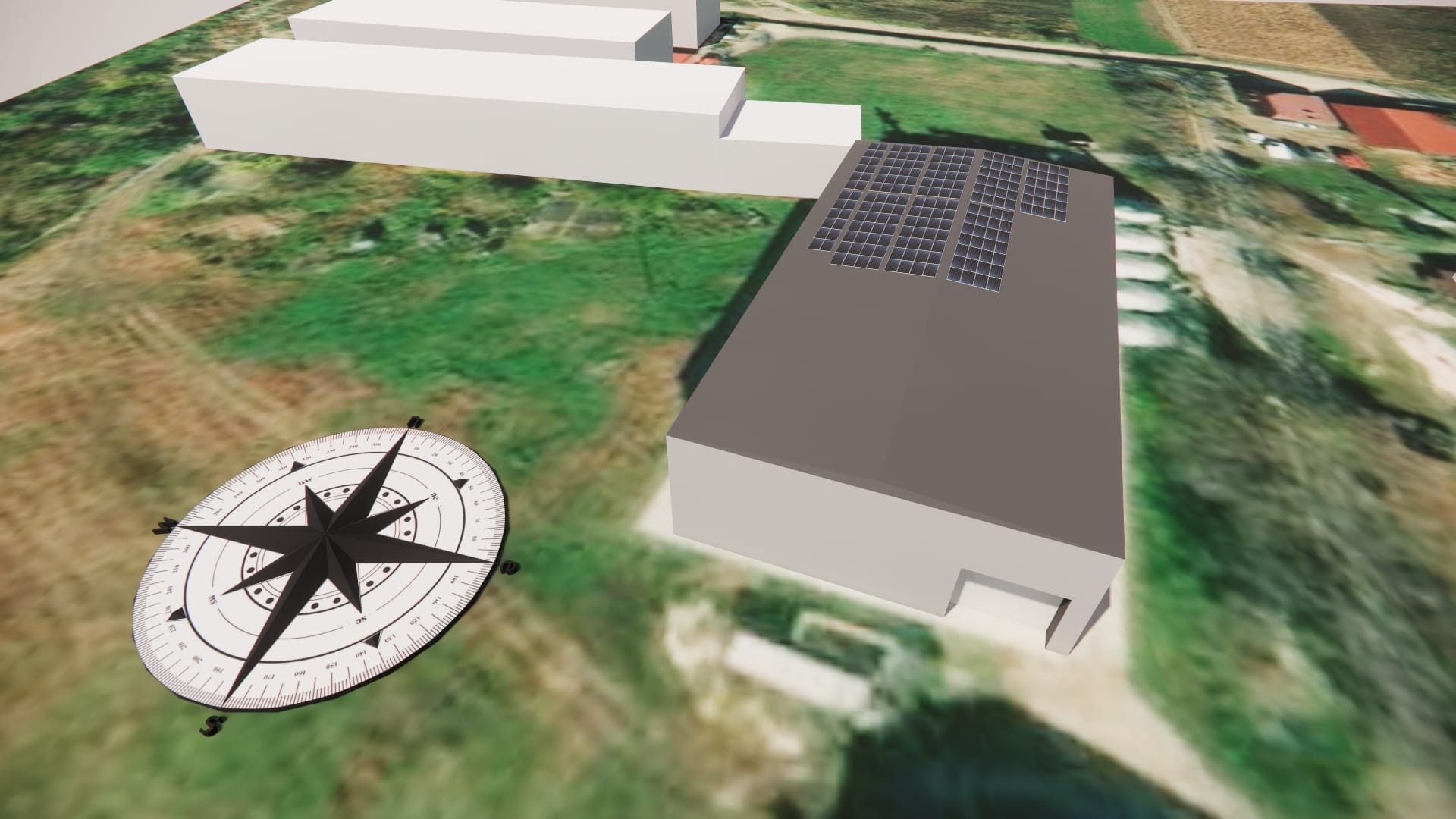 Proiectare 3D avansată și simulare în PVsyst realizată de inginerii E-Prime pentru o stație fotovoltaică comercială. Calculăm precis unghiul și umbrirea pentru eficiență maximă înainte de montaj.