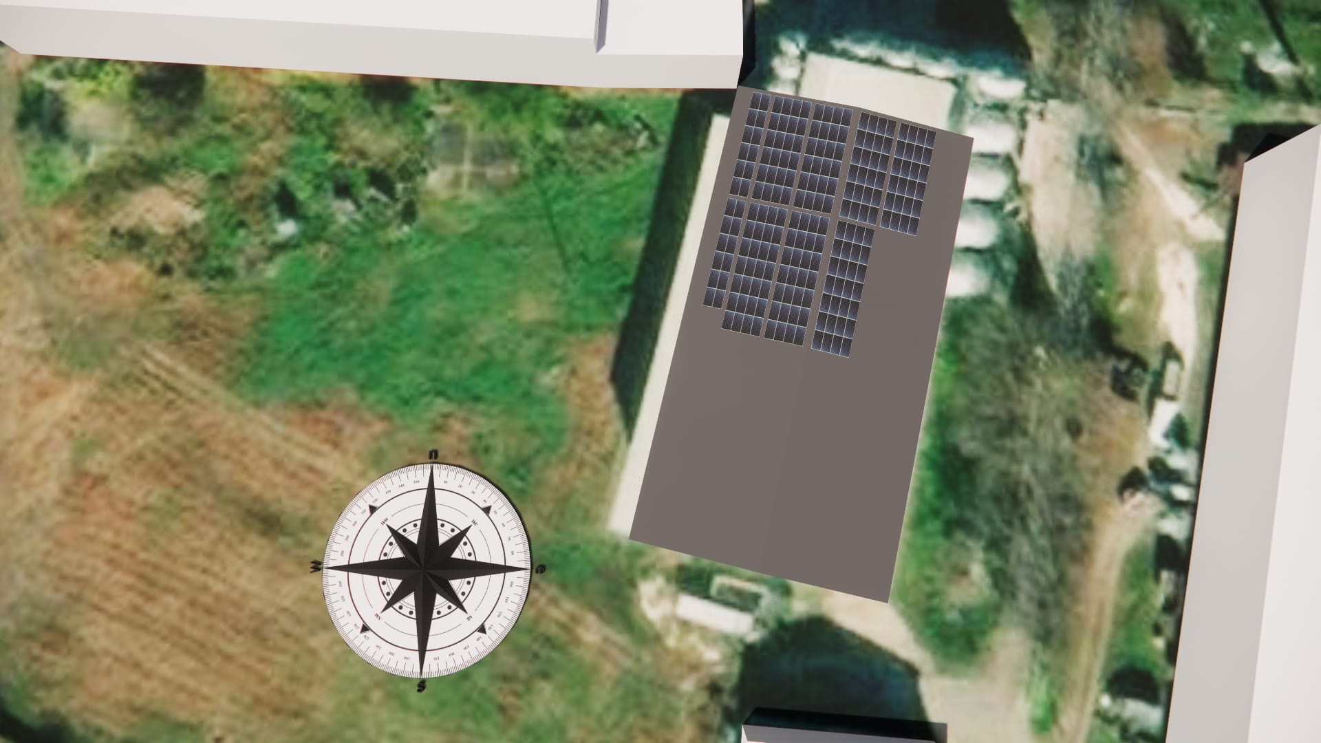 Proiectare 3D avansată și simulare în PVsyst realizată de inginerii E-Prime pentru o stație fotovoltaică comercială. Calculăm precis unghiul și umbrirea pentru eficiență maximă înainte de montaj.