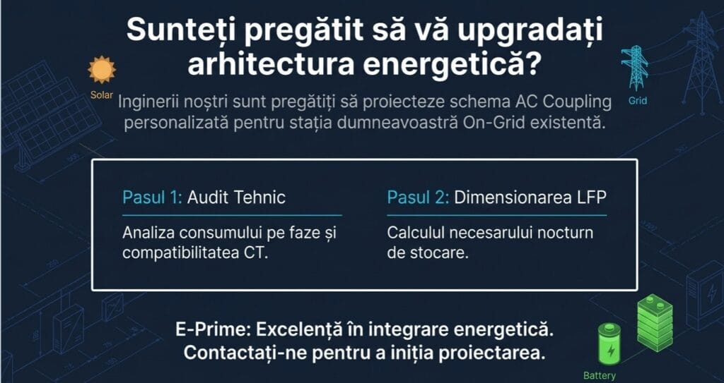 sistem On-Grid prin AC Coupling ePrime MicroGrid eprime panouri solare fotovoltaice солнечные панели молдова baterii solare aviz de racordare