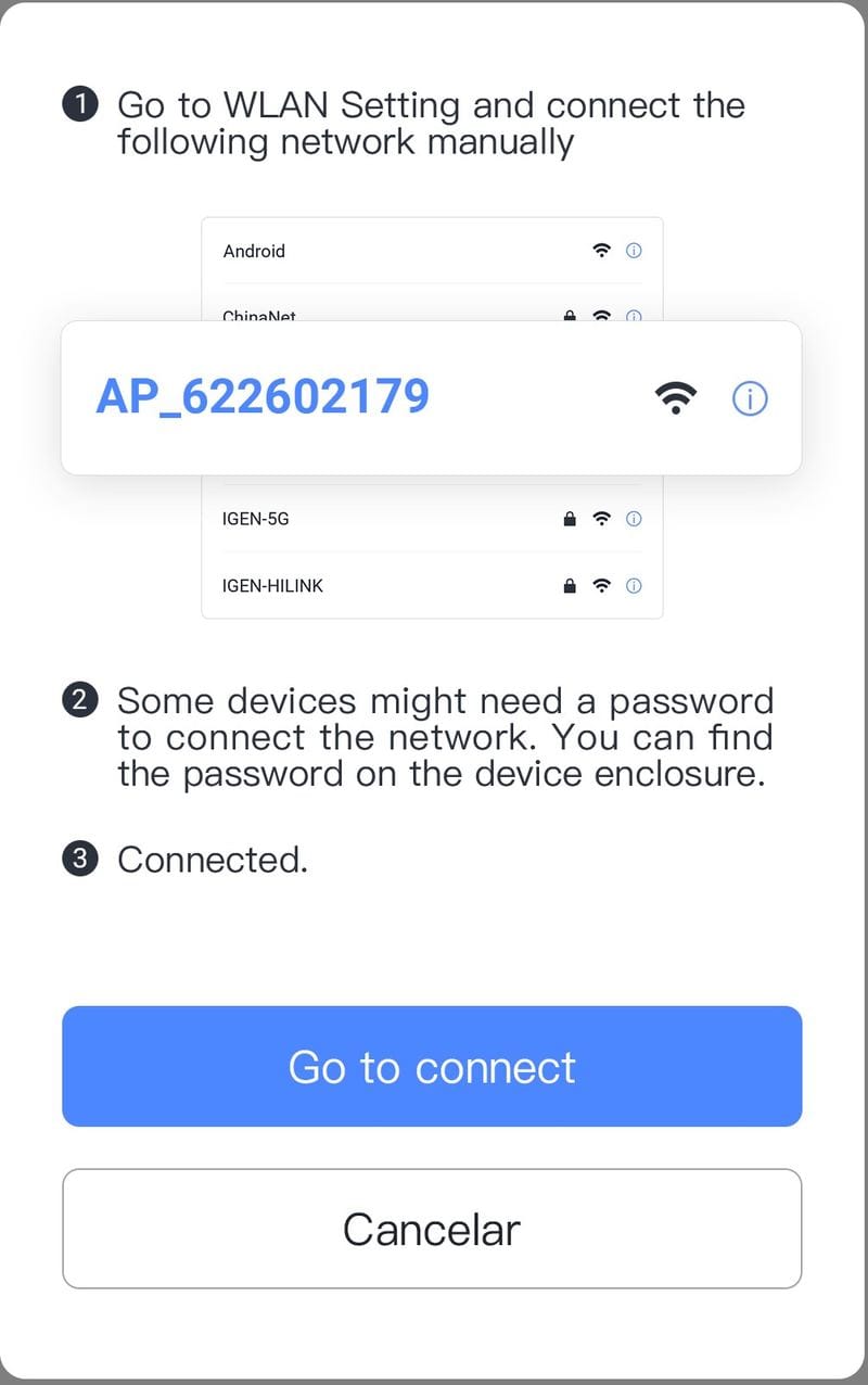 Список сетей телефона с выделенной сетью AP