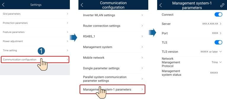 Путь в приложении: Settings, затем Communication configuration